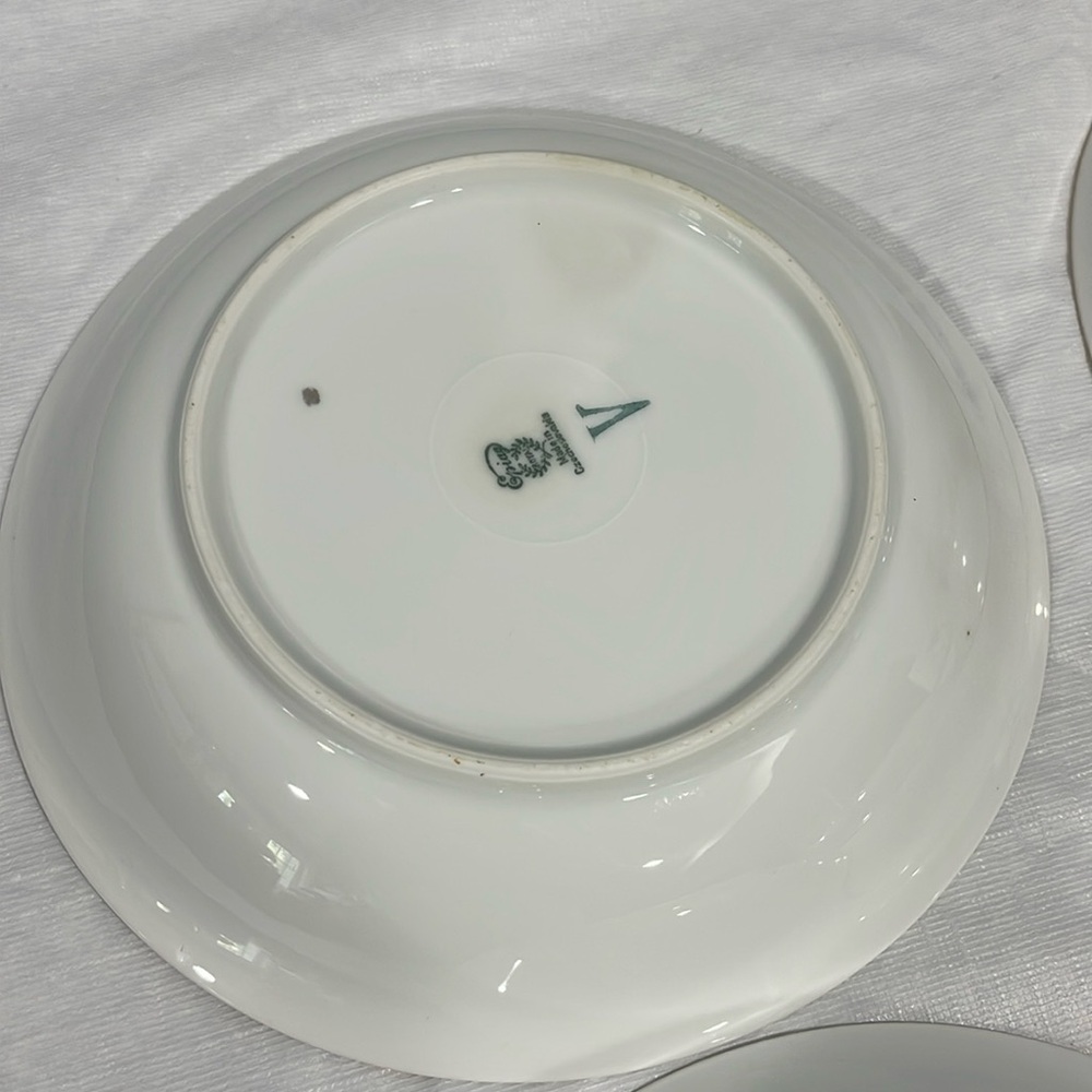 Vintage Epiag Czechoslovakia 8” Soup Plates Royal Peacock Flowers set of 4 - Picture 12 of 16